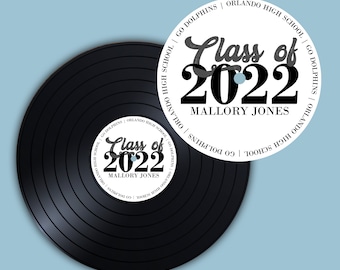 Senior Record Class of Custom Label | Graduation Party Label for Record Guestbook | Record Guestbook for Birthday, Graduation Vinyl Record