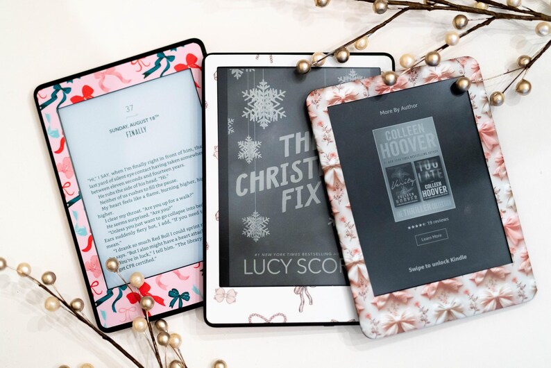 Beige strikjes Kindle Skin Wrap voor Amazon Fire, Paperwhite, Oasis, Scribe, Kobo, Colorsoft afbeelding 3