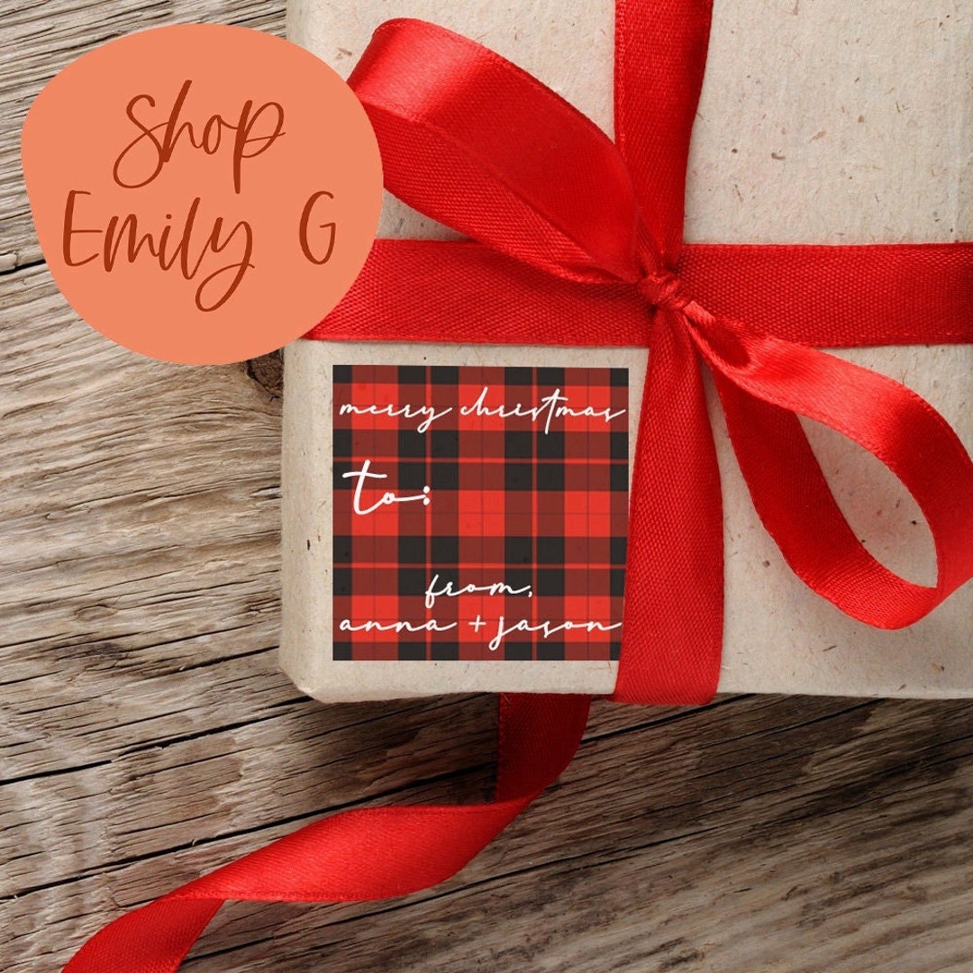 Plaid Christmas Gift Tag Sticker Labels to From Gift Labels Custom Gift