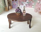 Miniature Dollhouse Wood Table Drop Leaf Round Table Furniture Dining Room Kitchen Table 1 12 Scale FS