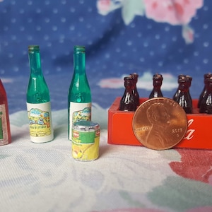 Miniature Dollhouse Drinks Wine and Coca Cola Beverages Plastic Food and Drink Alcohol and Soda 1:12 Scale FS
