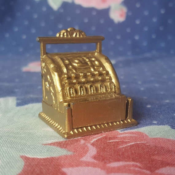 DOLL HOUSE MINIATURE OLD FASHIONED CASH REGISTER METAL