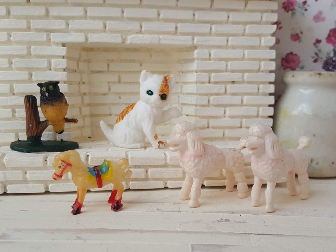 Miniature Dollhouse Animal Lot Plastic Pet Dog Cat Pony Owl Etsy
