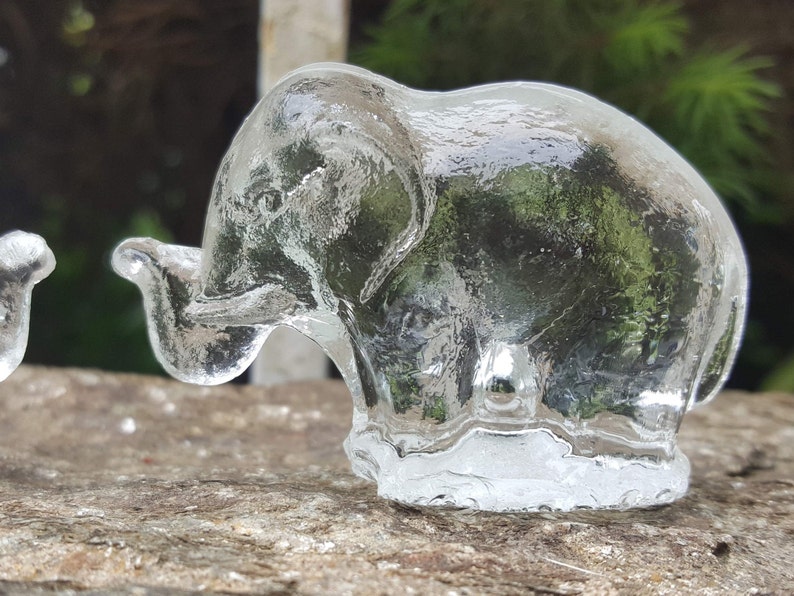 Pair of Glass Elephant Figurines Clear Glass Mold Animal | Etsy