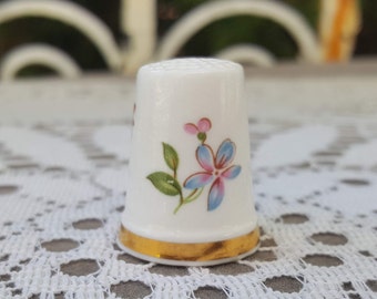 Royal Adderley Bone China Thimble with Flowers White Porcelain Decorative Thimble FS