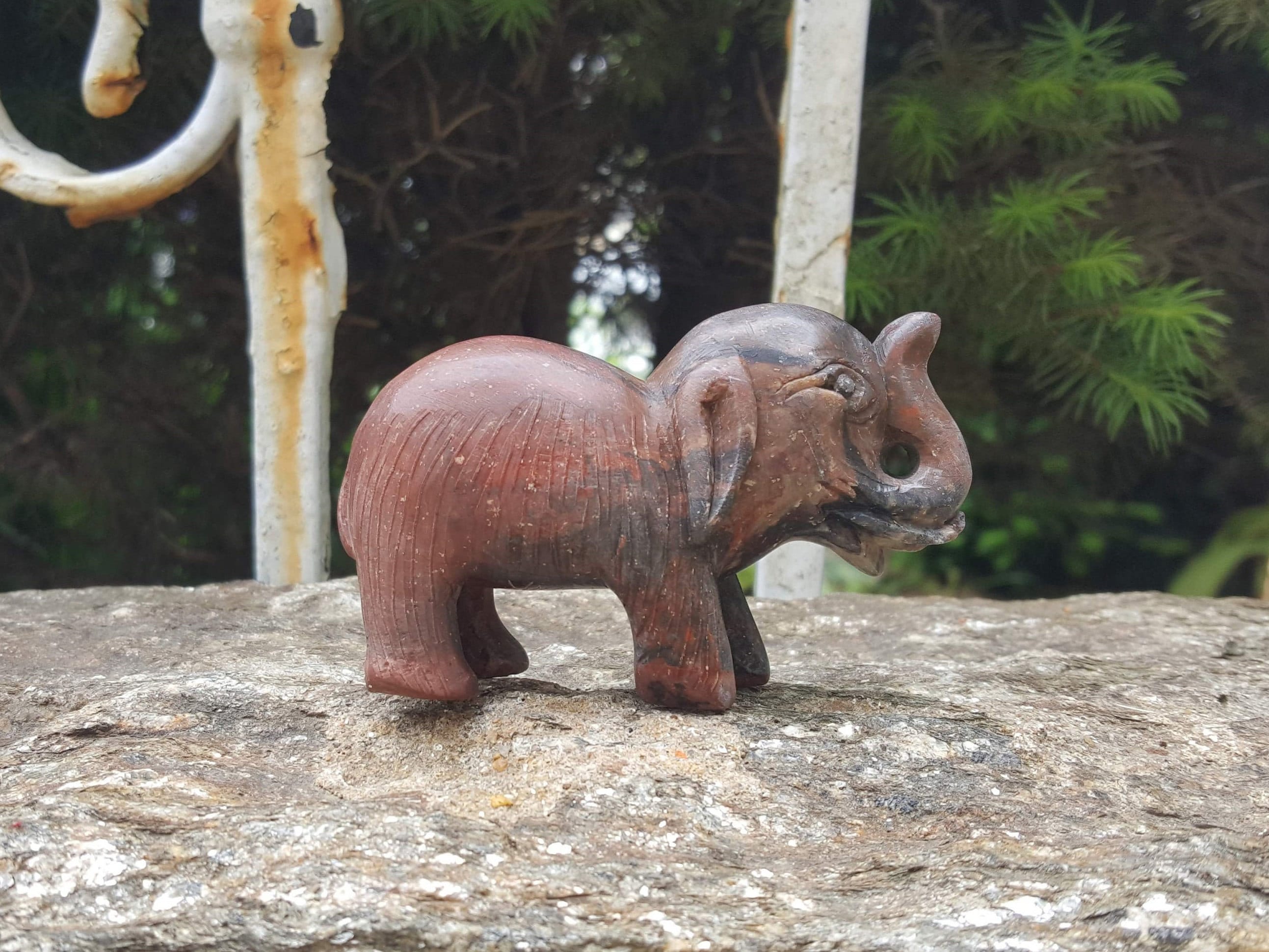Soapstone Elephant Figurine Hand Carved Stone Statue Brown | Etsy