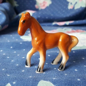 Miniature Bone China Horse Brown Pony Animal Collectible FS