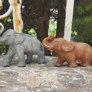 Small Elephant Figurines Porcelain and Resin Plastic Animal Statue Knick Knack Japan FS