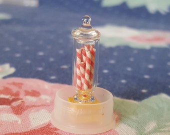 Miniature Dollhouse Glass Apothecary Jar with Peppermint Candy Candies Sweets 1:12 Scale FS