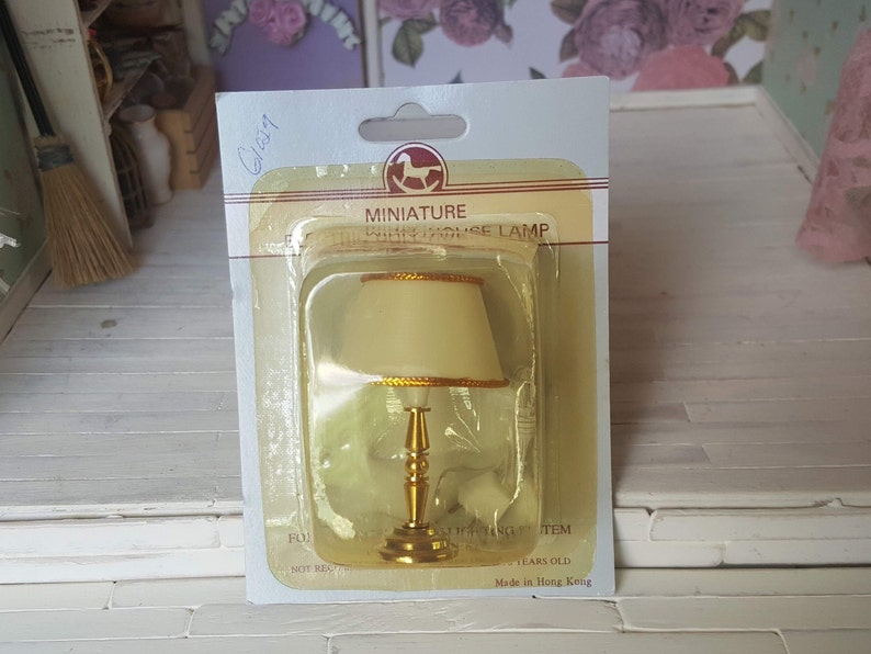 Miniature Dollhouse Brass Lamps Electric Lights Home Decor Image 0