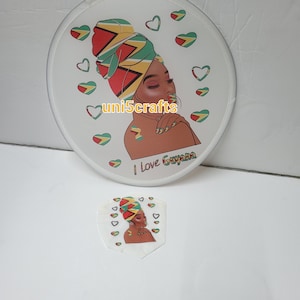 Caribbean diva afrocentric folding disc fans,  black girl  magic fan, tie dye fan, birthday  party keepsakes