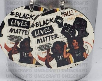 Black lives matter fist earrings.  Circle black queen, afrocentric  dope diva earrings, black girl magic earrings