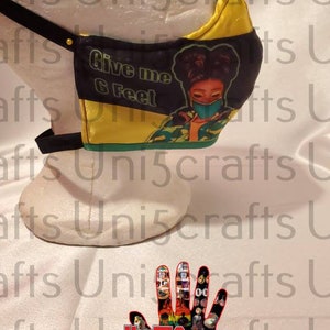 Give me 6 feet Jamaican Represent your flag face mask, flag face sheild, flag mask
