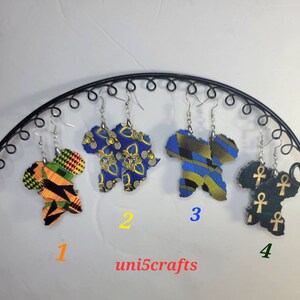 Afrikanischer Druck, afrikanische Karte Ohrringe, Afrika Liebe Ohrring, afrikanische Stoffdruck Ohrringe