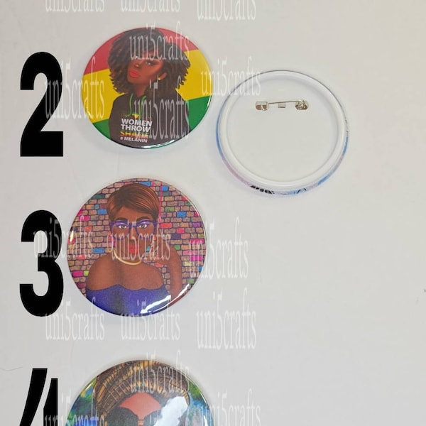 Afrocentric Queen pin 3in custom pins, Black girl magic pins, Melanin beauty's pin