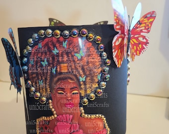 Butterfly  Diva lamp, Diva head, Diva like, Melanin made,  Black beauty, Personalized gifts, Lamp Shade, , Table Lamp,