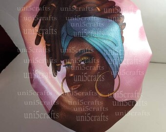 Rosa locqueen Bonnet, rosa Haar Satin Bonnet, Reversible Bonnet Personalisierte Foto Bonnets, Kunst Bonnets, nach Maß