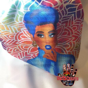 Blue Rue bonnet, colorful bonnets, custom made bonnets, custom made fabric/image