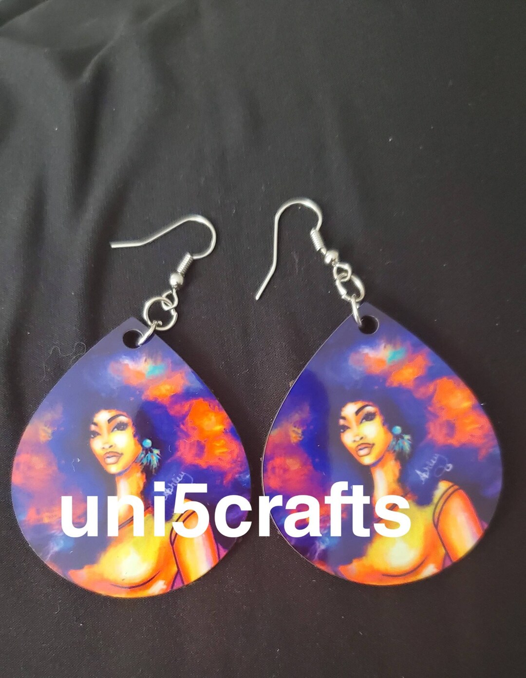 Afrocentric Earring With Art by Ash, African Print Earrings, Dope Diva