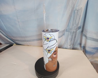 VI St Thomas diva Drinks tumbler, headwrap bottles tumbler , I love VI St. Thomas 20oz Skinny Steel double wall Tumbler, Keeps hot or  cold,