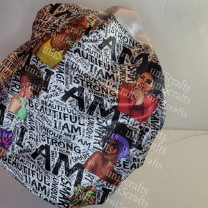 Affirmation Queens satin bonnet, photo bonnets, positive vibes bonnet, Afrocentric  bonnets,