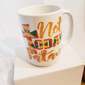 Not today satan mug, gold and grenada flag not today satan, grenadian mug