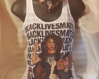 Camiseta blanca sin mangas afrocéntrica de BLM