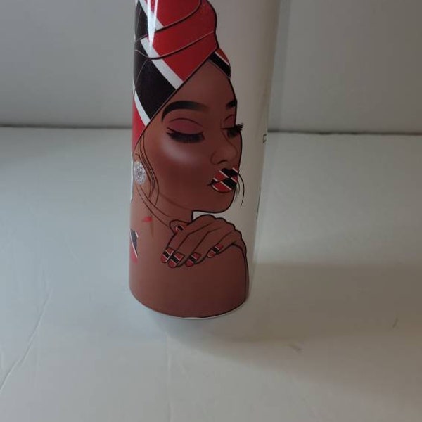 Trini diva Drinks tumbler, headwrap bottles tumbler , Trinidad 20oz Skinny Steel double wall Tumbler, Keeps hot or  cold,