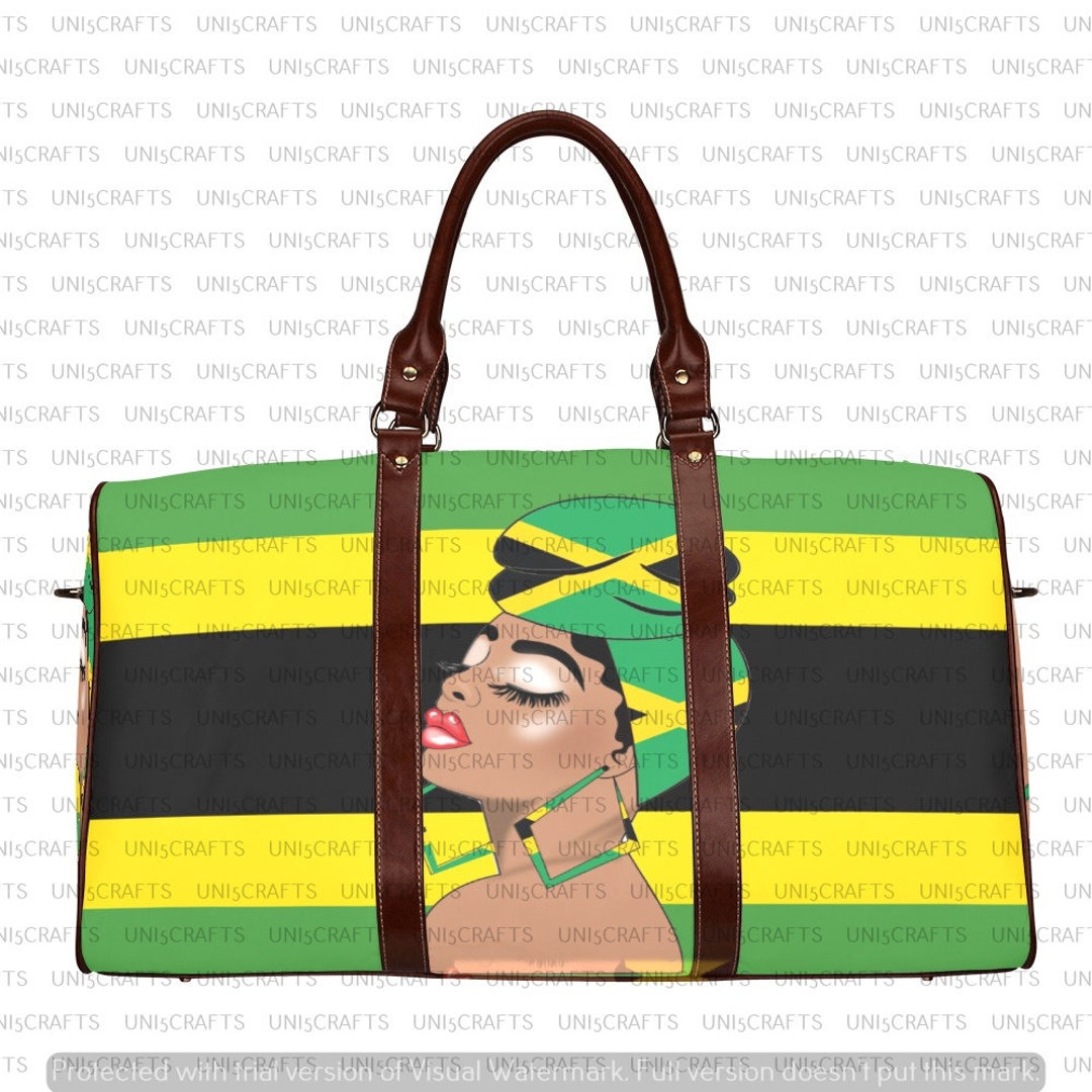 Jamaican Diva Travel Bag Jamaica Travel Bag Flag Bag Green Etsy