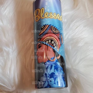 Blessed  afrocentric Queen tumbler, 20oz Skinny Stainless Steel double wall Tumbler, Keeps hot/cold,