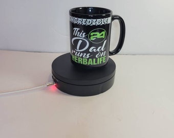 This dad runs on herbalife black mug, Black mug, HL  mug, personalized mug