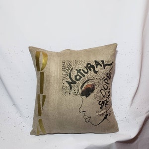 Diva pillow with Art by ash, dope diva throw pillow, black girl magic
