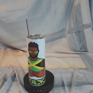 Jamaican man  Drinks tumbler,  bottles tumbler , I love Jamaica 20oz Skinny Steel double wall Tumbler, Keeps hot or  cold,