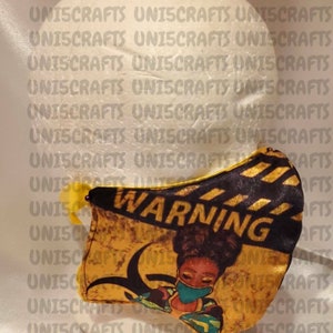 Warning face mask, yellow warning face cover