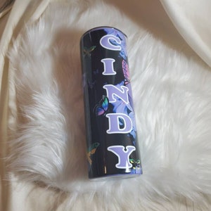 Personalized butterfly  afrocentric  tumbler, 20oz Skinny Stainless Steel double wall Tumbler, Keeps hot/cold,