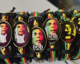 Bob marley Bracelet, leather   adjustable leather  bracelet