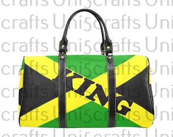 Jamaican  King travel bag, jamaica travel bag, flag bag, green yellow black travel bags