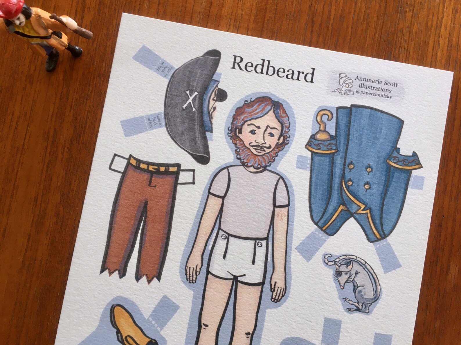 Redbeard Pirate Paper Doll Printable DIY Pirate Theme Kids Etsy