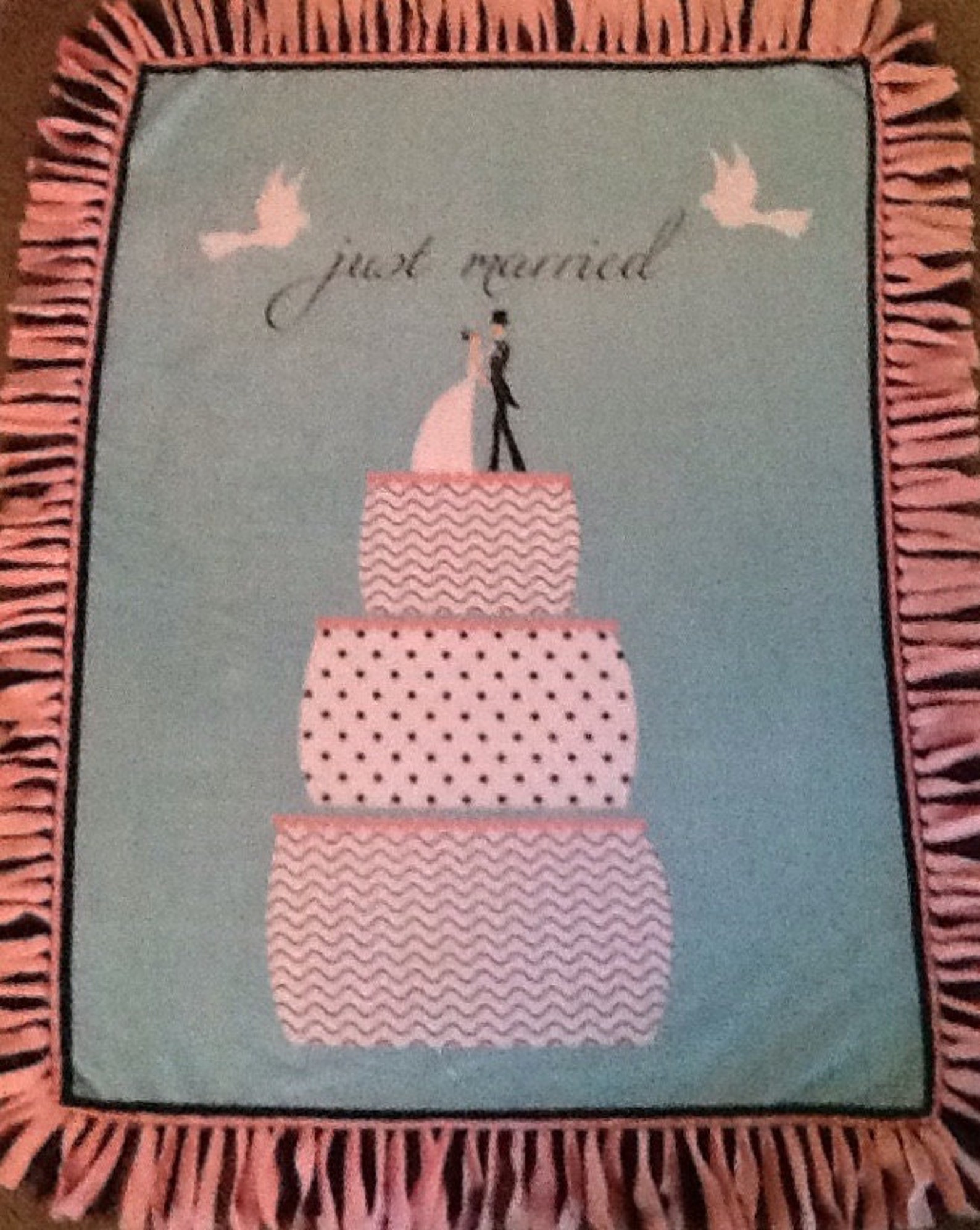 Just married fleece tie blanket with drawstring backpack Etsy