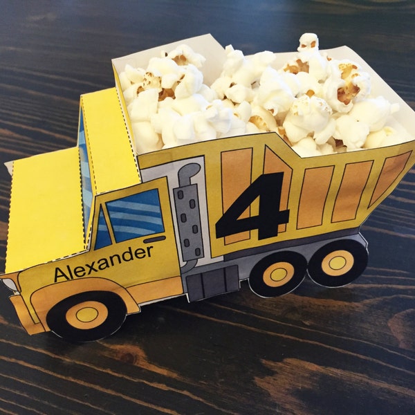 Natychmiastowe pobranie Dump Truck Favor Box - Yellow, dekoracja na imprezę budowlaną, pudełko na prezent, motyw imprezy budowlanej, Dump Truck