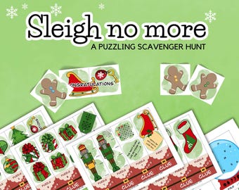 Weihnachts-Schnitzeljagd-Spiel, Fluchtspiel, Winterpause Kinderaktivitäts-Fluchtraum zum Ausdrucken, Puzzle-Urlaubsspaß für die Familie