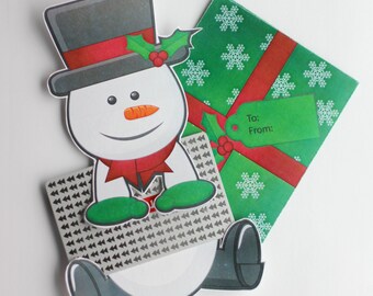 Weihnachtsgeschenkkartenhülle, Sofort Download Geschenkkartenhülle, Schneemann, süße Weihnachtskarte, kreative Geschenkkartenverpackung, einzigartige Geschenkkartenhülle