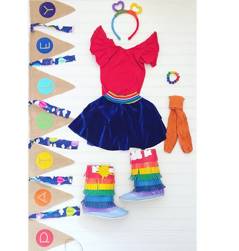 kids boho fringe booties Rainbow fringe boots with rubber sole