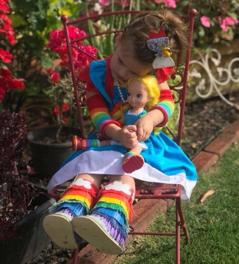 kids boho fringe booties Rainbow fringe boots with rubber sole