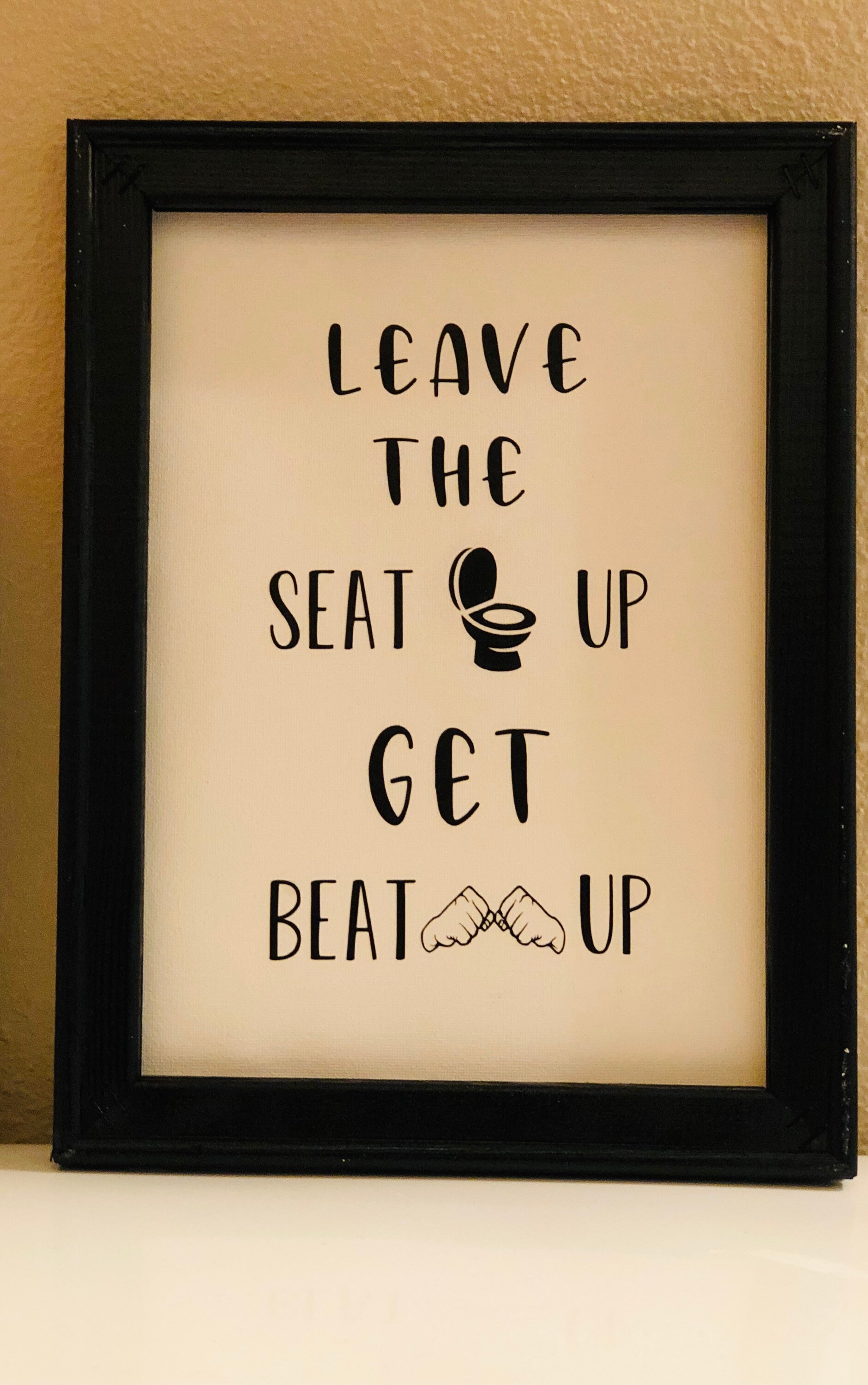 Leave the Seat Up Reverse Canvas Bathroom Wall Decor Etsy