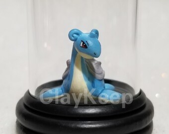 Miniature Lapras Pokemon Figure in a Glass Dome