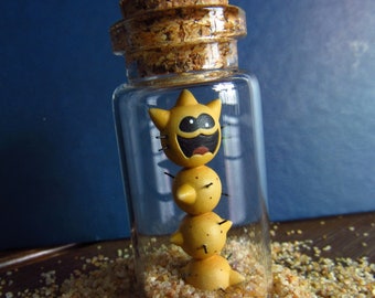 Paper Mario 64 Pokey in a Bottle, Miniature Polymer Clay Super Mario Figurine