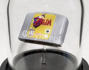 The Legend of Zelda Miniature N64 Cartridge in a Glass Dome, Video Game Diorama