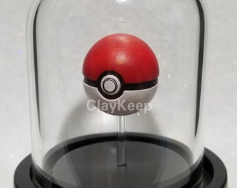 Miniature Pokeball Sculpture, Pokemon Diorama in a Glass Dome
