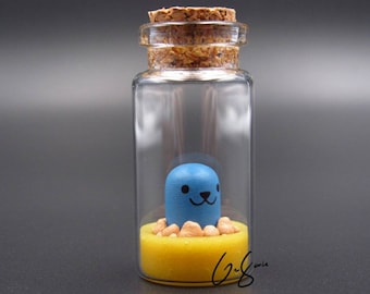 Paper Mario Miniature Whacka in a Glass Bottle, Polymer Clay Video Game Figurine